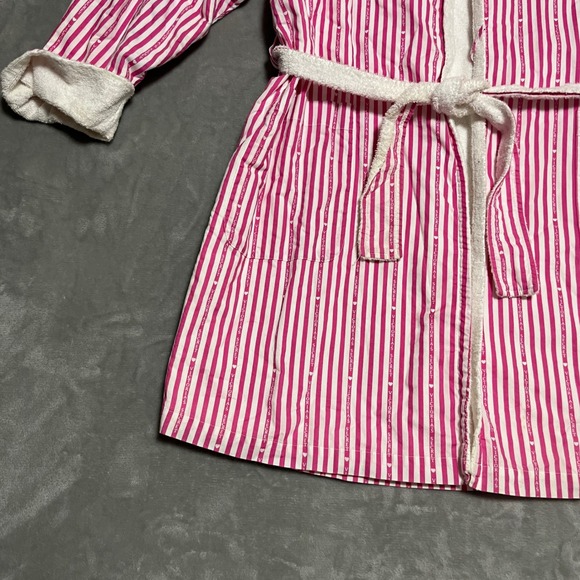 Victoria's Secret Pink Stripe Terry Cloth Robe Bathrobe Loungewear Petite Small - Picture 4 of 12